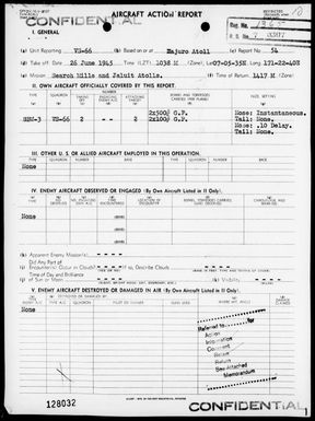 VS-66 - ACA Report #54-Bombing and strafing attack on Medyai Island, Jaluit Atoll, Marshall Islands on 6/26/45