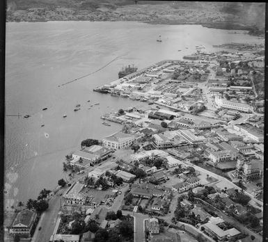 Aerial view of Suva Harbour wharf area, Fiji