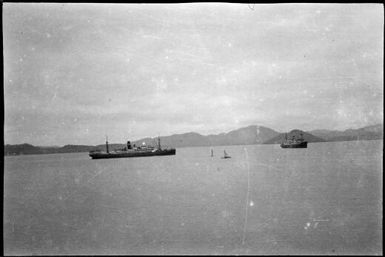 Two ships moored in Rabaul Harbour, New Guinea, ca. 1929 / Sarah Chinnery