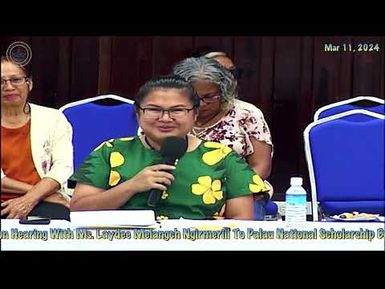 11th OEK, The Senate EDU Com. Confirmation Hearing With Laydee Ngirmeriil to Palau Scholarship Board