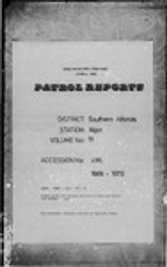 Patrol Reports. Southern Highlands District, Nipa, 1969 - 1970