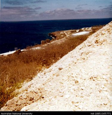 Looking over water tanks, Lilian Point, from the stock pile, topside