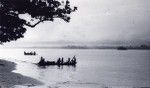 In the evening, workers heading back from plantations with their pirogues