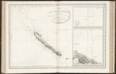 Carte de la Nouvelle Caledonie (New Caledonia) decouverte en 1774, par le capitaine Cook qui en reconnut la partie orientale : et dont la partie occidentale a ete reconnue en 1792 et la partie du nord-est en 1793 (an 1er) par le contre-amiral Bruny-Dentrecasteaux / levee et dressee par C.F. Beautemps-Beaupre, ingenieur hydrographe