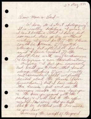 [Letter From Donald F. Baker to His Parents, May 23, 1971]