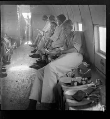 Qantas Empire Airways, passengers in flight, Rabaul to Manus Island, Papua New Guinea