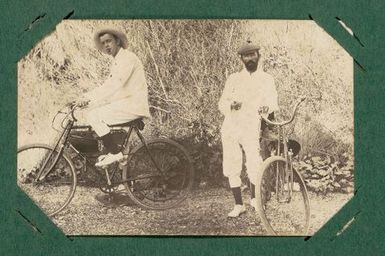 Two men with bicycles.  From the album: Banaba (Ocean Island)