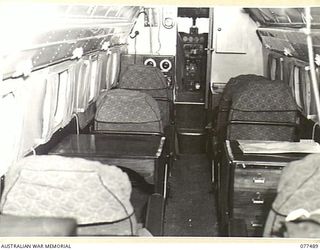 LAE AREA, NEW GUINEA. 1944-12-08. AN INTERIOR VIEW OF THE RAAF LOCKHEED "LODESTAR" AIRCRAFT WHICH HAS BEEN ASSIGNED TO GENERAL SIR THOMAS BLAMEY FOR HIS PERSONNEL USE