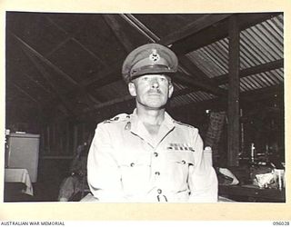 JACQUINOT BAY, NEW BRITAIN. 1945-09-01. MAJOR GENERAL K.W. EATHER, GENERAL OFFICER COMMANDING 11 DIVISION AT HEADQUARTERS 11 DIVISION