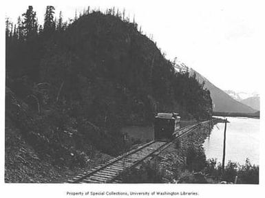 Gasoline-electric railroad car, Alaska Northern Railroad, Turnagain Arm, Alaska near Mile 70, 1909