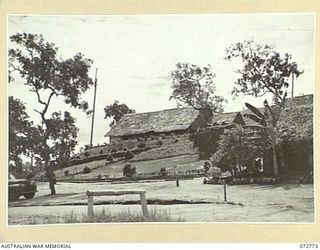 PORT MORESBY, NEW GUINEA, 1944-05-01. THE MAIN ADMINISTRATION BUILDING OF THE DEPUTY DIRECTOR OF SERVICES AND TRANSPORT, AT THE CAMP STAFF AREA, HEADQUARTERS NEW GUINEA FORCE