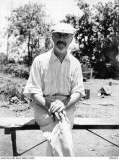 RABAUL, NEW BRITAIN. 1945-09-15. REV. J. BENSON, FORMER ANGLICAN MISSIONARY AT GONA, NEW GUINEA. THE JAPANESE CAPTURED HIM THERE, TOOK HIM TO RABAUL AND PLACED HIM IN A MILITARY PRISON FOR EIGHT ..