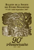 Bulletin de la Société des Études Océaniennes numéro 310