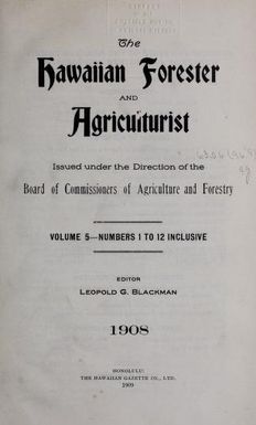 The Hawaiian forester and agriculturist