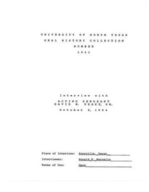 Oral History Interview with David Peake, October 9, 1994