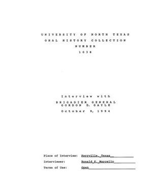 Oral History Interview with Gordon Gayle, October 9, 1994