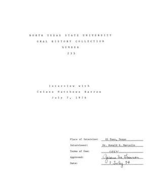 Oral History Interview with Gelane Matthews Barron, July 7, 1974