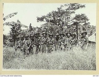 KARAWOP, AITAPE-WEWAK SECTOR, NEW GUINEA. 1945-04-29. MEMBERS OF NO. 7 PLATOON, A COMPANY, 2/1 INFANTRY BATTALION, ON PATROL. (FOR IDENTIFICATION OF 13 NAMED PERSONNEL REFER TO PROVISIONAL CAPTION ..
