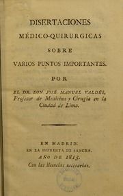 Disertaciones médico-quirurgicas sobre varios puntos importantes