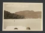 View of Mount Tarawera from lake, New Zealand