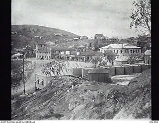 PORT MORESBY, PAPUA. 1932-09-17. AN OIL TANK INSTALLATION. (NAVAL HISTORICAL COLLECTION)