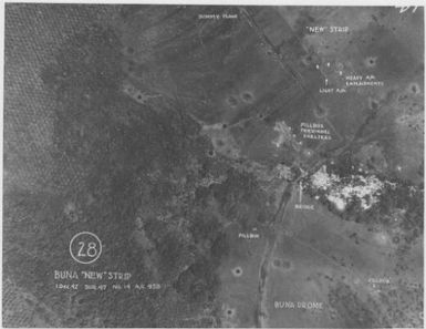 [Aerial photographs relating to the Japanese occupation of Buna-Gona region, Papua New Guinea, 1942-1943] [Allied air raids]. (50)