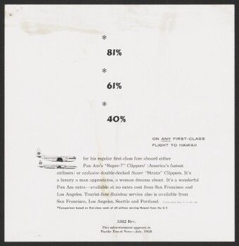 81% 61% 40% ON ANY FIRST-CLASS FLIGHT TO HAWAII