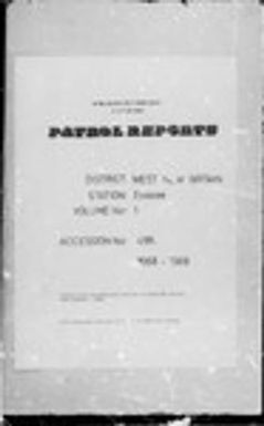 Patrol Reports. West New Britain District, Ewasse, 1968 - 1969