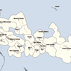 Map of the South Pacific region.
