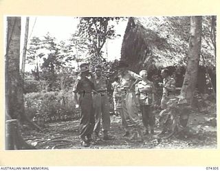 MADANG, NEW GUINEA. 1944-07-27. MEMBERS OF THE EMPIRE PARLIAMENTARY DELEGATION CHATTING WITH MEMBERS OF THE STAFF OF THE 2/7TH AUSTRALIAN GENERAL HOSPITAL DURING THEIR INSPECTION OF THE UNIT. ..