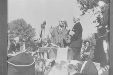 [Negative of Fleet Admiral Chester W. Nimitz on Stage]