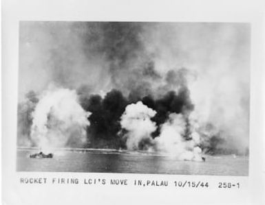 Rockets firing - landing craft infantry