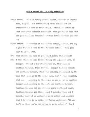 Oral History Interview with David Sablan, August 4, 1997