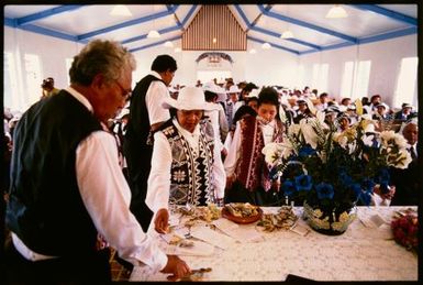 Donations table in a church, Niue