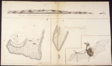 Thus appears the island Middleburgh abt 6 or 7 miles off shore : Isld Amsterdam ; Island Middleburgh when at anchor here / Peter Fannin delin