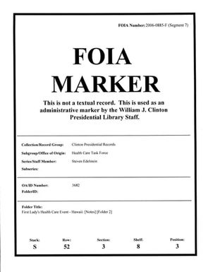 First Lady’s Health Care Event – Hawaii: [Notes] [folder 2]