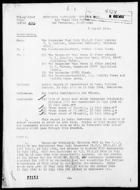 COMTASK-UNIT 53.1.15 - Report of Bombardments of Guam Island, Marianas - Period 7/14-16/44