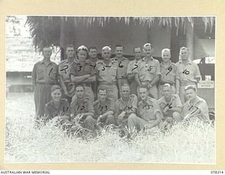 SIPAAI, BOUGAINVILLE ISLAND. 1945-01-07. PERSONNEL OF THE 29TH FIELD SECURITY SECTION AND THE 101ST FIELD SECURITY SECTION. IDENTIFIED PERSONNEL ARE:- NX55104 WARRANT OFFICER A.D. KEIR (1); ..