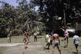 French Polynesia, school children playing volleyball on Tahiti Island