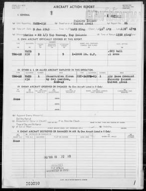 VMTB-232 - ACA Report #21 - Bombing Yap Runway, Yap Island, Carolines on 1/9/45