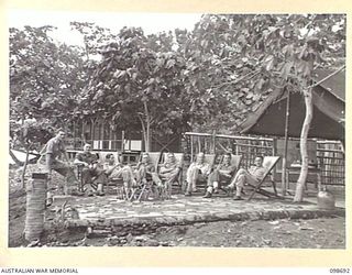 RABAUL, NEW BRITAIN. 1945-11-07. OFFICERS OF HEADQUARTERS ROYAL AUSTRALIAN ENGINEERS AT HEADQUARTERS 11 DIVISION