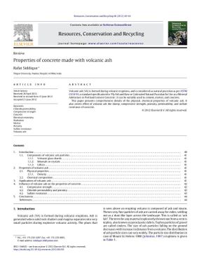 Properties of Concrete made with Volcanic Ash