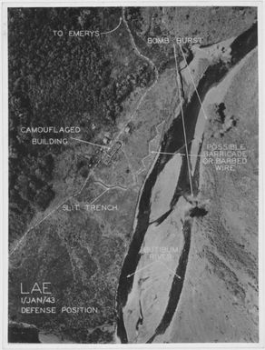 [Aerial photographs relating to the Japanese occupation and defense areas in Lae, Papua New Guinea, 1943]