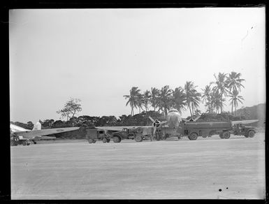 Refuelling of C47 transport aircrafts at Pallikulo airfield, Espiritu Santo, Vanuatu