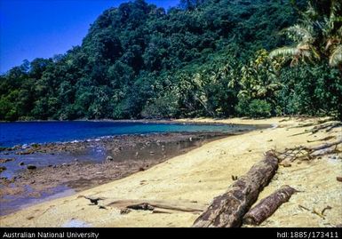 Rakival beach looking South, including break in the coral