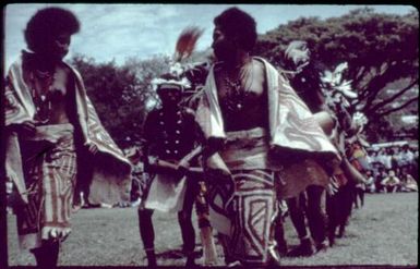 Decorative dancing at the Independence Day Celebration (5) : Port Moresby, Papua New Guinea, 1975 / Terence and Margaret Spencer