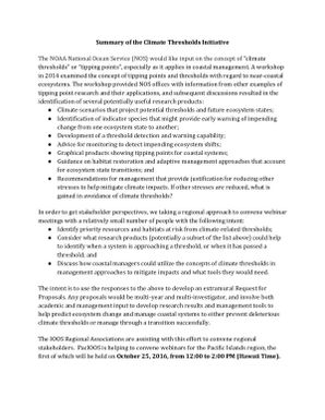 Summary of the climate threshold initiative