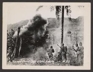 [United States Marines Using Charges to Flush Japanese Troops Out in Saipan]