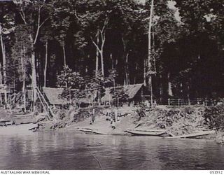 TERAPO, NEW GUINEA. 1943-06-30. GRIM POINT STAGING CAMP AND ENGINEERS DEPOT ON THE BANKS OF THE LAKEKAMU RIVER