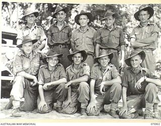 HANSA BAY AREA, NEW GUINEA. 1944-09-05. NON COMMISSIONED OFFICERS OF D COMPANY, 25TH INFANTRY BATTALION. IDENTIFIED PERSONNEL ARE: Q21897 SERGEANT N.F. MYERS (1); S38888 LANCE-CORPORAL W.B. ROBERTS ..